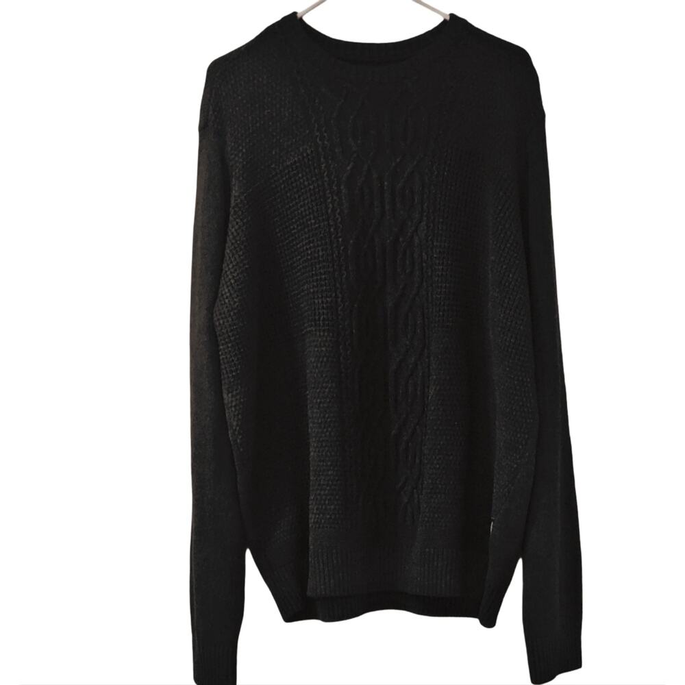 Men's Charcoal Gray Long Sleeve Warm Cable Knit Pull Over Sweater 2XL
